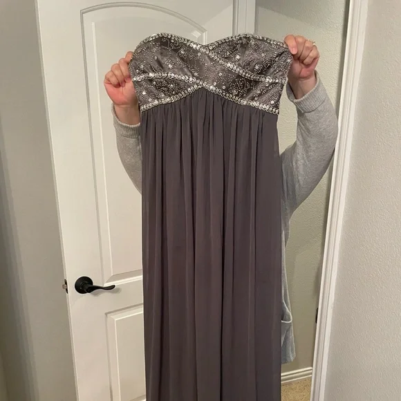 Dresses | Charcoal Prom Dress With Silver Sequins | Poshmark